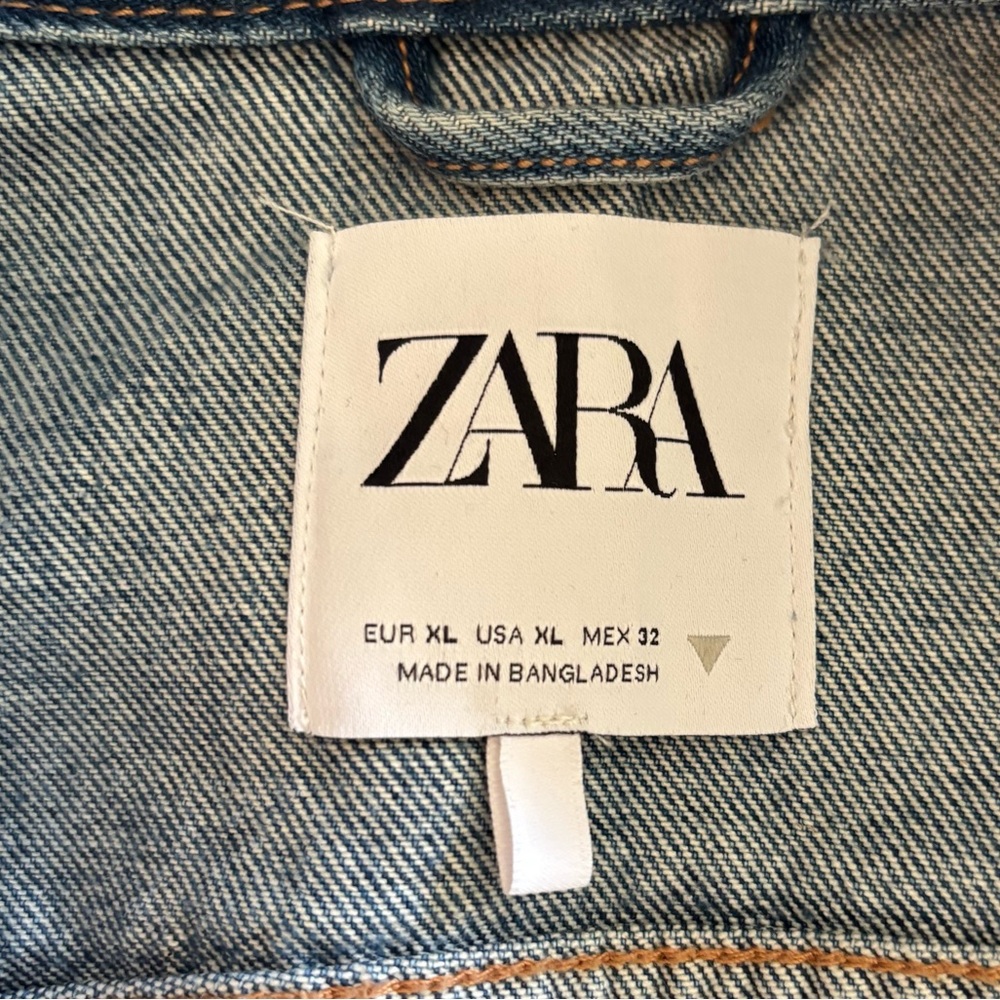 Zara Basic Blue Denim Jacket Button Front Medium … - image 5